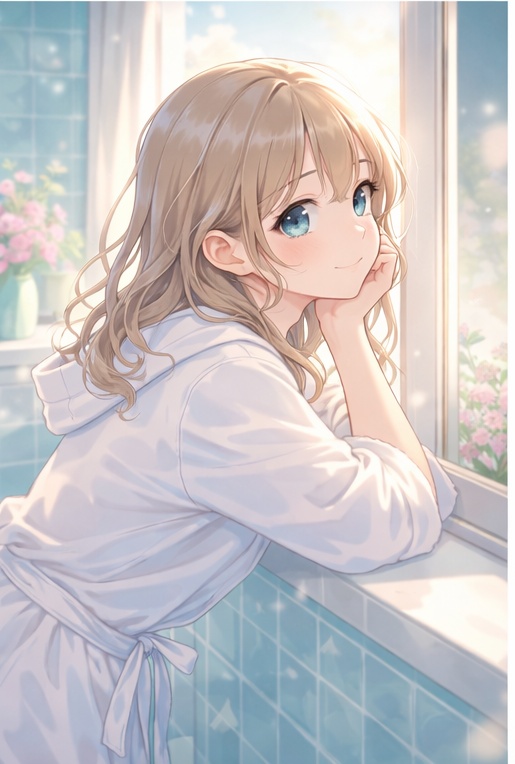 窓辺に寄りかかりながら、安心できない気持ちについて静かに考える人物のイラスト