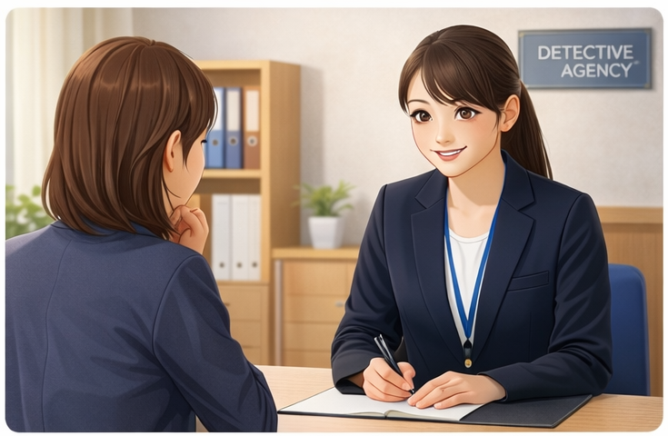 無料相談できる探偵事務所で面談してる女性